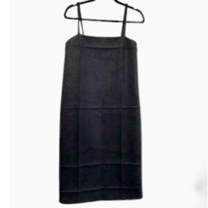 Prada Wool Blend Straps Black Italian Couture Mid Dress Size 42